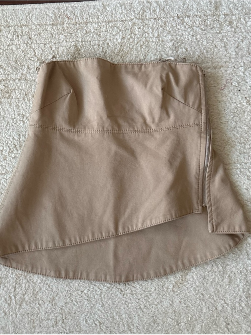 Zara Strapless Asymmetrical Skirt in Tan